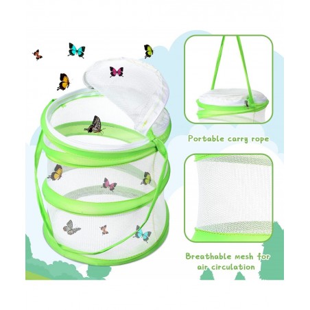 4 Pack Butterfly Habitat Cage Mesh Bug Cage Mini Butterfly Net Habitat Clear Container Terrarium Pop Up 5.51 x 7.09 Inches $2...
