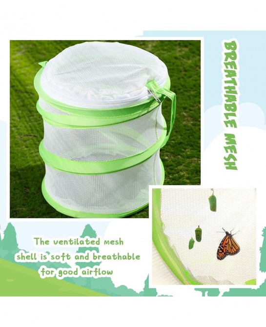 4 Pack Butterfly Habitat Cage Mesh Bug Cage Mini Butterfly Net Habitat Clear Container Terrarium Pop Up 5.51 x 7.09 Inches $2...