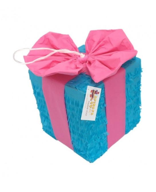 APINATA4U Gender Reveal Pinata Pink & Blue Gift Box Gender Reveal Party Favor Fully Assembled $61.55 Piñatas