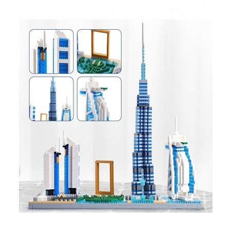 Architecture Skyline Collection Micro Mini Blocks Set Dubai Skylines Building Model Kit Toy Gift for Adults and Kids 2545 Pie...