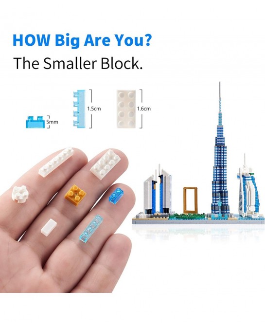 Architecture Skyline Collection Micro Mini Blocks Set Dubai Skylines Building Model Kit Toy Gift for Adults and Kids 2545 Pie...