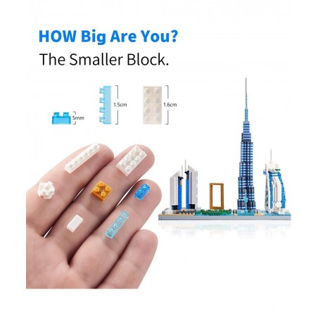 Architecture Skyline Collection Micro Mini Blocks Set Dubai Skylines Building Model Kit Toy Gift for Adults and Kids 2545 Pie...
