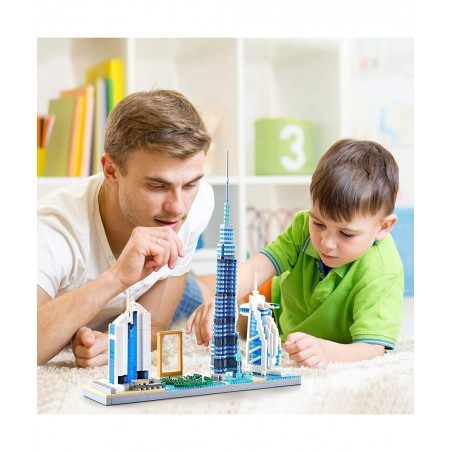 Architecture Skyline Collection Micro Mini Blocks Set Dubai Skylines Building Model Kit Toy Gift for Adults and Kids 2545 Pie...