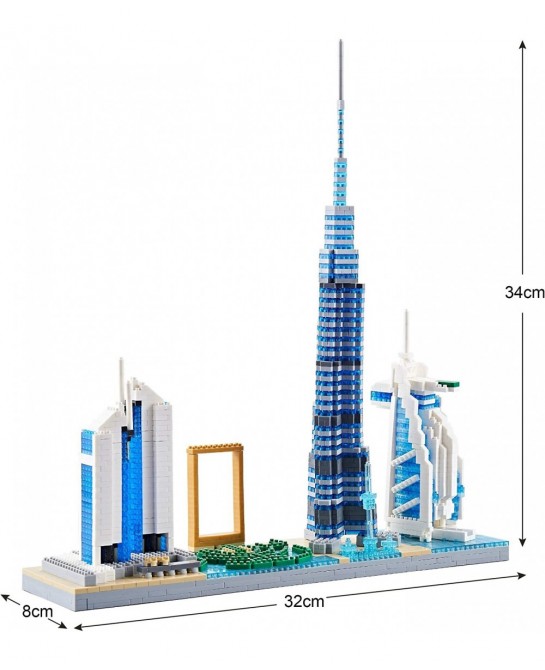 Architecture Skyline Collection Micro Mini Blocks Set Dubai Skylines Building Model Kit Toy Gift for Adults and Kids 2545 Pie...