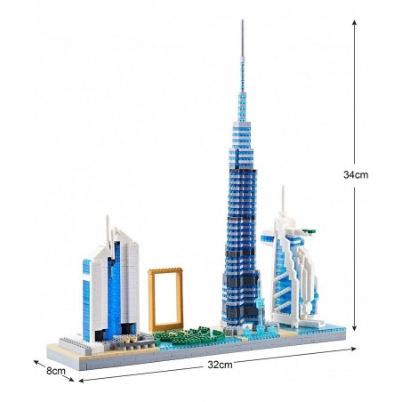 Architecture Skyline Collection Micro Mini Blocks Set Dubai Skylines Building Model Kit Toy Gift for Adults and Kids 2545 Pie...