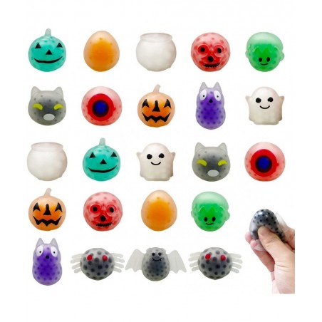 24 PCS Halloween Mini Squeeze Balls with Water Beads Stress Relief Toys for Kids Girls Boys Halloween Party Favors Halloween ...