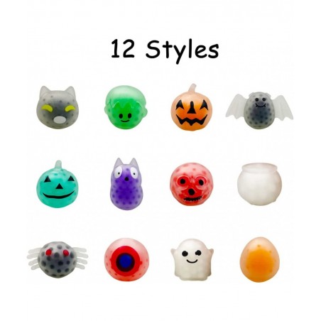 24 PCS Halloween Mini Squeeze Balls with Water Beads Stress Relief Toys for Kids Girls Boys Halloween Party Favors Halloween ...