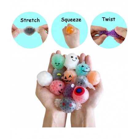 24 PCS Halloween Mini Squeeze Balls with Water Beads Stress Relief Toys for Kids Girls Boys Halloween Party Favors Halloween ...