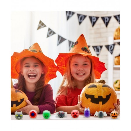 24 PCS Halloween Mini Squeeze Balls with Water Beads Stress Relief Toys for Kids Girls Boys Halloween Party Favors Halloween ...