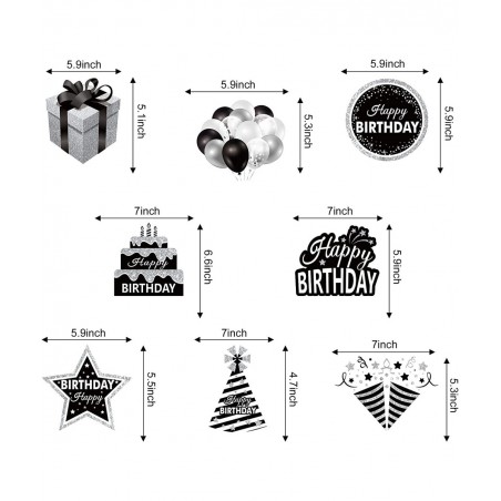 30Pcs Black White Silver Birthday Hanging Swirls Decorations for Women Men Black White Happy Birthday Foil Swirl Party Suppli...
