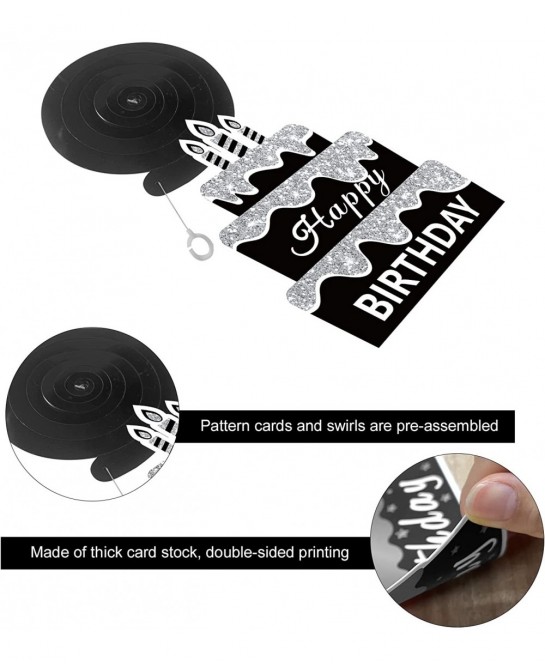30Pcs Black White Silver Birthday Hanging Swirls Decorations for Women Men Black White Happy Birthday Foil Swirl Party Suppli...