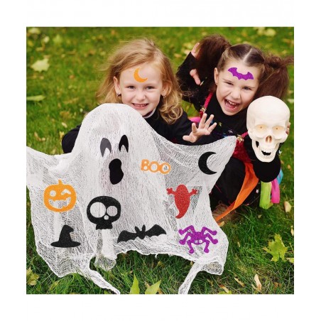 Halloween Foam Stickers - 500Pcs Glitter Foam Stickers Halloween Self-Adhesive Craft Stickers with Pumpkin Ghost Design for H...