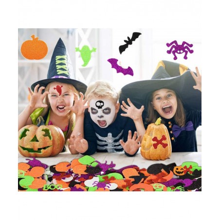 Halloween Foam Stickers - 500Pcs Glitter Foam Stickers Halloween Self-Adhesive Craft Stickers with Pumpkin Ghost Design for H...
