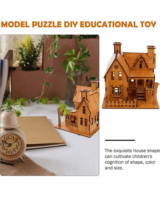 3D Wooden Puzzle House DIY Model House Kit Brain Teaser Educational Toys Jigsaw Puzzles Gift for Children and Adult $27.52 3-...