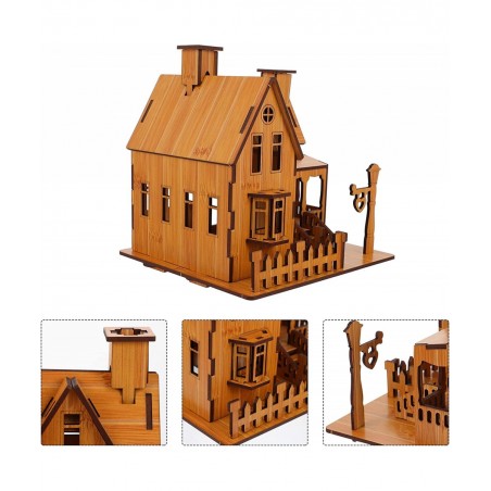 3D Wooden Puzzle House DIY Model House Kit Brain Teaser Educational Toys Jigsaw Puzzles Gift for Children and Adult $27.52 3-...