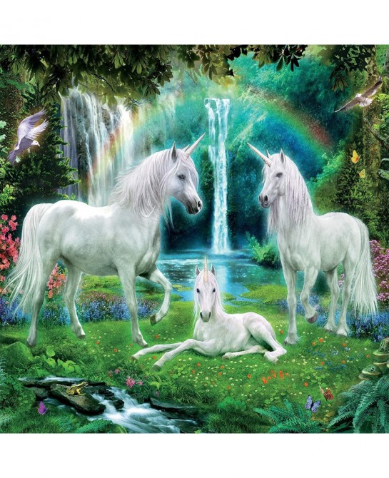 Unicorns Glitter -Rainbow Unicorn Family - 100 Piece Jigsaw Puzzle $22.03 Jigsaw Puzzles