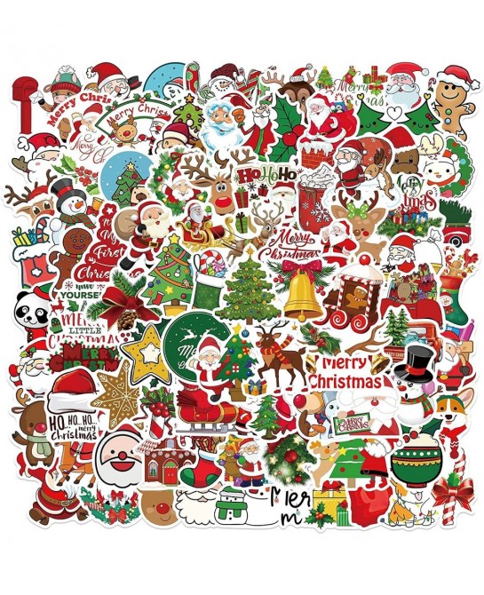 100Pcs/Pack Christmas Stickers Waterproof Cute Vinyl Stickers for Christmas Decoration Cute Santa Stickers Aesthetic Water Bo...