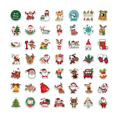 100Pcs/Pack Christmas Stickers Waterproof Cute Vinyl Stickers for Christmas Decoration Cute Santa Stickers Aesthetic Water Bo...