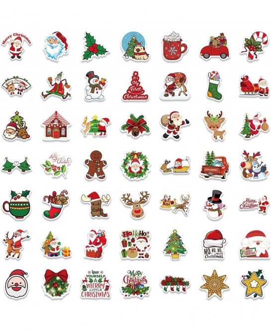 100Pcs/Pack Christmas Stickers Waterproof Cute Vinyl Stickers for Christmas Decoration Cute Santa Stickers Aesthetic Water Bo...
