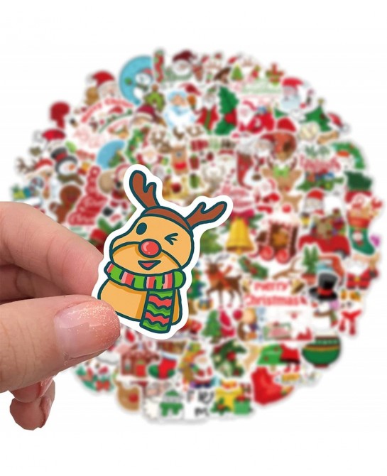 100Pcs/Pack Christmas Stickers Waterproof Cute Vinyl Stickers for Christmas Decoration Cute Santa Stickers Aesthetic Water Bo...