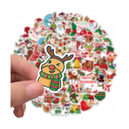 100Pcs/Pack Christmas Stickers Waterproof Cute Vinyl Stickers for Christmas Decoration Cute Santa Stickers Aesthetic Water Bo...