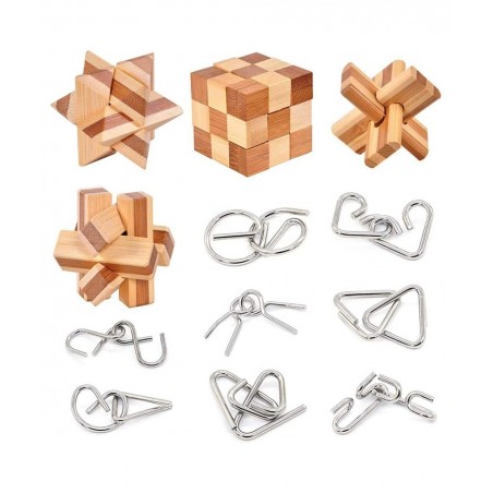 Bamboo 3D Puzzle Metal Brain Teasers Puzzles Mind Game Toys Set for Teens and Adults Pack of 12pcs $41.17 Brain Teaser Puzzles