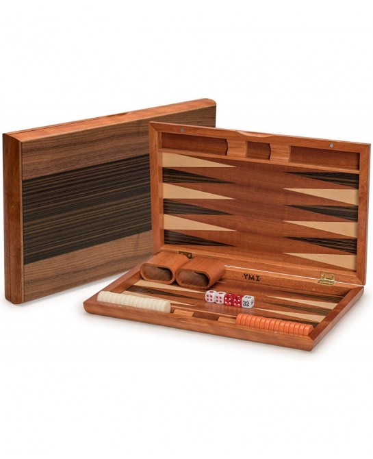 Wooden Inlaid Backgammon Game Set - Pasadena - Classic Strategy Board Game Set with Acrylic Playing Pieces & Wooden Dice Cups...