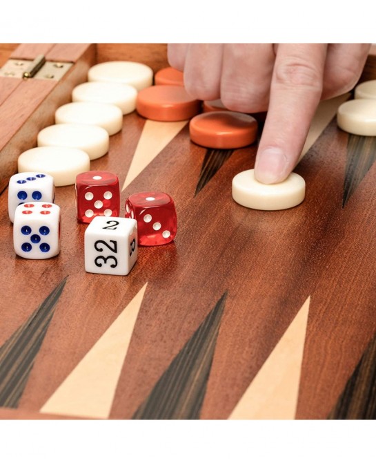 Wooden Inlaid Backgammon Game Set - Pasadena - Classic Strategy Board Game Set with Acrylic Playing Pieces & Wooden Dice Cups...