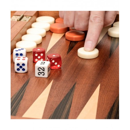 Wooden Inlaid Backgammon Game Set - Pasadena - Classic Strategy Board Game Set with Acrylic Playing Pieces & Wooden Dice Cups...