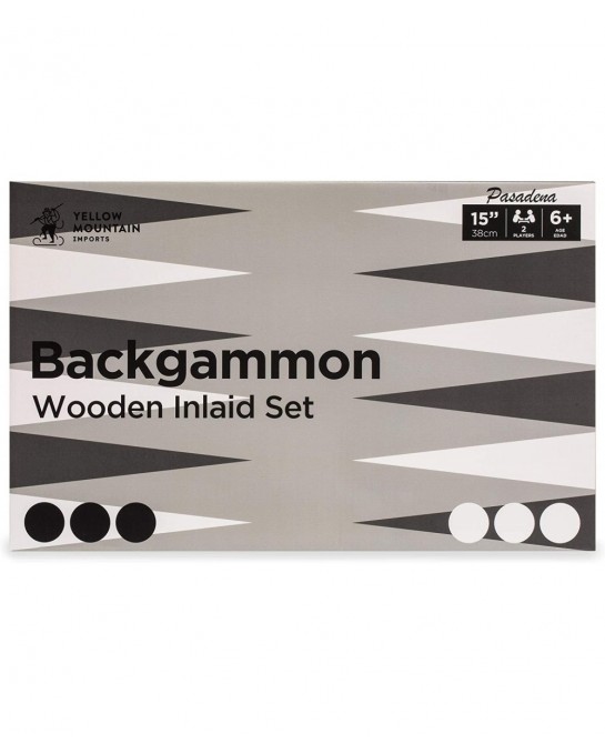 Wooden Inlaid Backgammon Game Set - Pasadena - Classic Strategy Board Game Set with Acrylic Playing Pieces & Wooden Dice Cups...