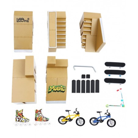 Skate Park Kit Bigger Skate Park Kit Ramp Parts for Finger Skateboard Fingerboard Ramp Skate Park Kit Part Training Props wit...