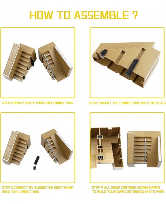 Skate Park Kit Bigger Skate Park Kit Ramp Parts for Finger Skateboard Fingerboard Ramp Skate Park Kit Part Training Props wit...