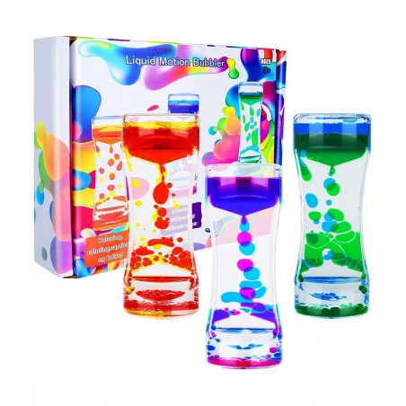 Liquid Motion Bubbler for Kids Adults Sensory Toys (3-Pack) Fidget Timer Liquid Toy Autism Toy Oil Water Desk Toy Anxiety Toy...