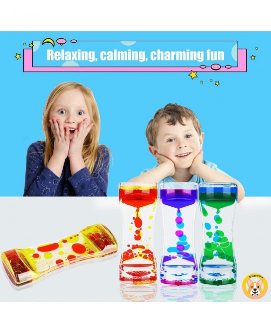 Liquid Motion Bubbler for Kids Adults Sensory Toys (3-Pack) Fidget Timer Liquid Toy Autism Toy Oil Water Desk Toy Anxiety Toy...