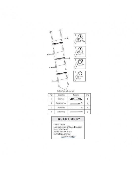 3-Step Trampoline Ladder with Tool-Free Assembly Wide Steps for Kids Safety-Latch Design Secures to Trampoline Frame TPro War...