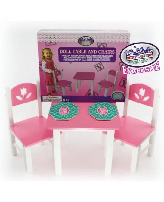 18 Inch Doll Furniture Pink/White Wooden Table and Chairs Set with Placemats (Floral Design) - Fits American Girl Dolls $49.3...