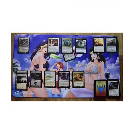 MTG Playmat (Anime Playmat with Playmat Tube Storage) TCG Playmat Thick Rubber Neoprene MTG Mat with Cover Lock Stitching MTG...
