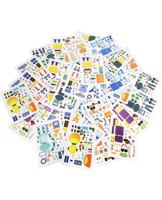 Robot Sticker for Kids & Toddlers Kids Stickers Make a Face Sticker Sheets Make Your Own Sticker. 36 PCS Kid's Crafts as Gift...