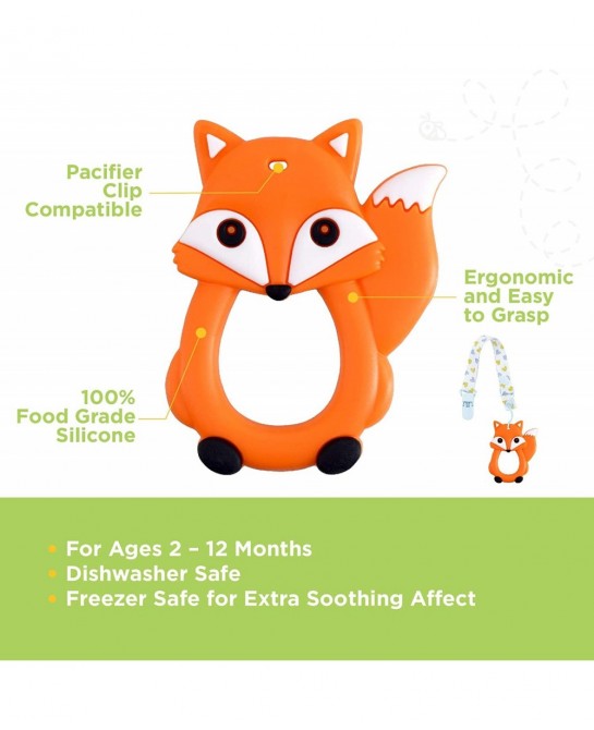 Friendly Fox Teether Toy Multi-Textured Soft & Soothing Easy to Hold (BPA Free Freezer & Dishwasher Safe) $13.45 Baby Teether...