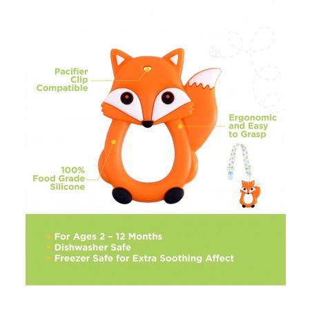 Friendly Fox Teether Toy Multi-Textured Soft & Soothing Easy to Hold (BPA Free Freezer & Dishwasher Safe) $13.45 Baby Teether...