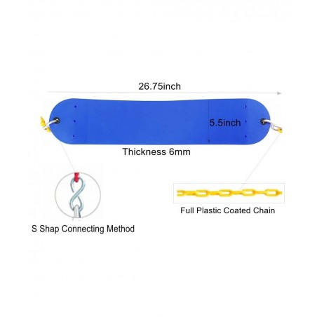 Heavy Duty Swing Seat 66 Inches Chain Plastic Coated Swing Set Accessories Replacement Outdoor Playground Tree Swing Seat (B-...