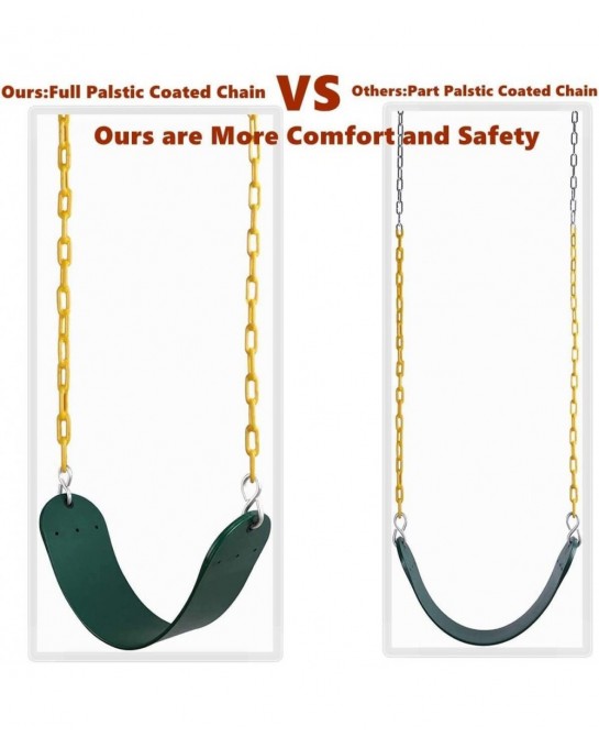 Heavy Duty Swing Seat 66 Inches Chain Plastic Coated Swing Set Accessories Replacement Outdoor Playground Tree Swing Seat (B-...