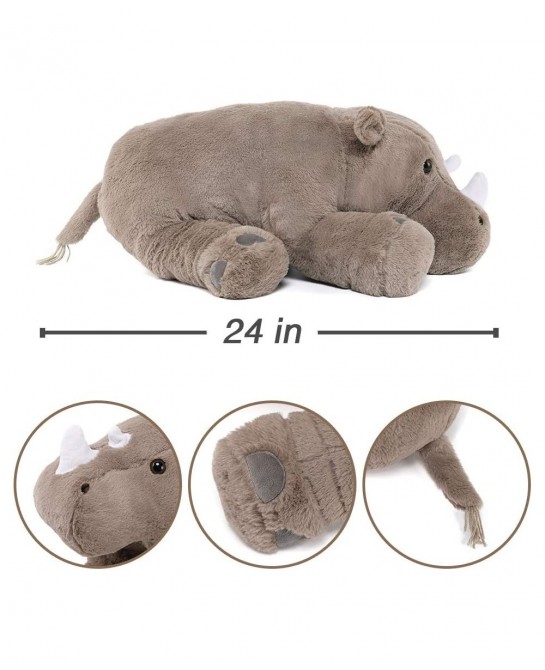 Giant Rhino Stuffed Animals Throw Pillow - Big Rhino Plush Toy Cute Soft Gift for Boy Girl Kids Gray 24 Inches $49.60 Kids' P...