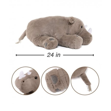 Giant Rhino Stuffed Animals Throw Pillow - Big Rhino Plush Toy Cute Soft Gift for Boy Girl Kids Gray 24 Inches $49.60 Kids' P...