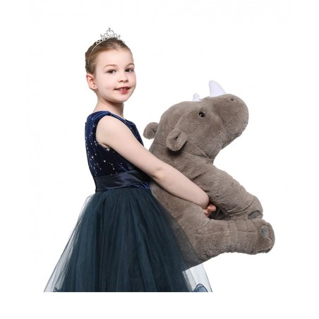 Giant Rhino Stuffed Animals Throw Pillow - Big Rhino Plush Toy Cute Soft Gift for Boy Girl Kids Gray 24 Inches $49.60 Kids' P...