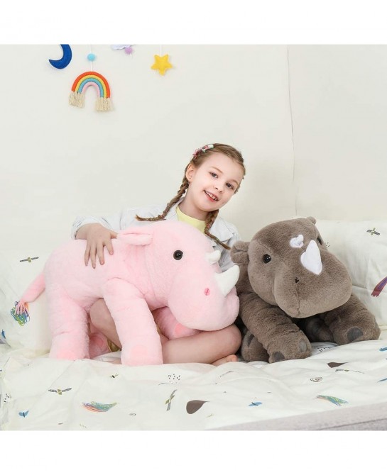 Giant Rhino Stuffed Animals Throw Pillow - Big Rhino Plush Toy Cute Soft Gift for Boy Girl Kids Gray 24 Inches $49.60 Kids' P...