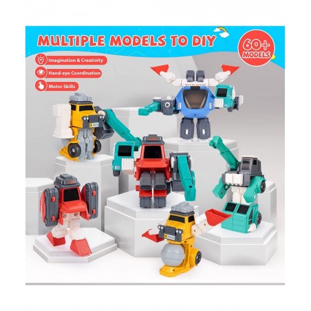 Transform Toys for 3 4 5 6 7 8 Year Old Boys Robot Toys for Kids 3-5 5-7 4 Magnetic Construction Trucks Vehicles w/ Play Mat ...