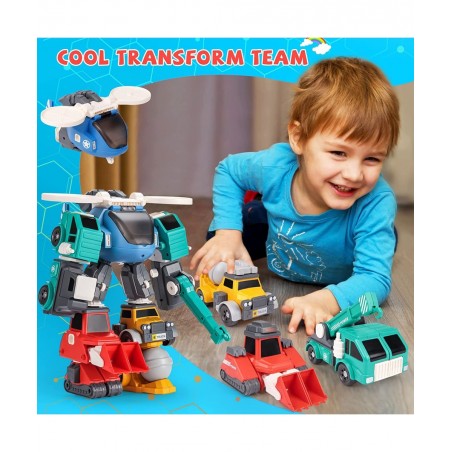 Transform Toys for 3 4 5 6 7 8 Year Old Boys Robot Toys for Kids 3-5 5-7 4 Magnetic Construction Trucks Vehicles w/ Play Mat ...