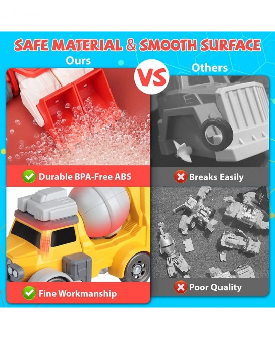 Transform Toys for 3 4 5 6 7 8 Year Old Boys Robot Toys for Kids 3-5 5-7 4 Magnetic Construction Trucks Vehicles w/ Play Mat ...