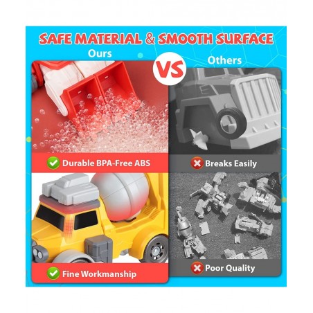 Transform Toys for 3 4 5 6 7 8 Year Old Boys Robot Toys for Kids 3-5 5-7 4 Magnetic Construction Trucks Vehicles w/ Play Mat ...